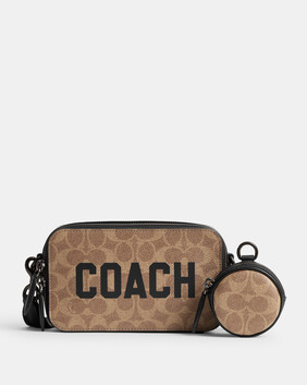 Charter Slim Crossbody Bag In Signature Canvas With Coach Graphic