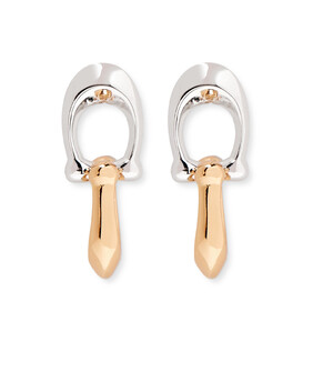 Signature C Double Drop Stud Earrings, Plated Metal