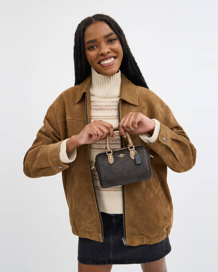 Buy COACH Mini Rowan Crossbody Bag In Blocked Signature Canvas 