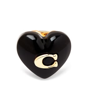 Vintage Charms Signature C Heart Cocktail Ring, Brass & Resin