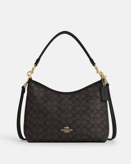 Buy COACH Laurel Shoulder Bag In Signature Canvas DARK BROWN 