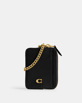 Refined Calf Leather Essential Chain Card Case