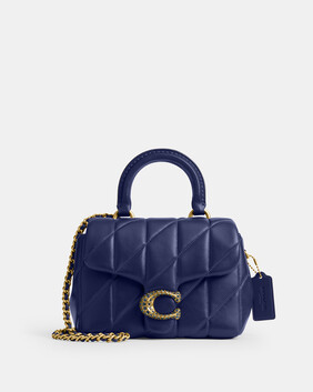 Quilted Leather Tabby Top Handle With Pave C