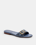 Margot Flat Sandal In Crystal Signature Denim