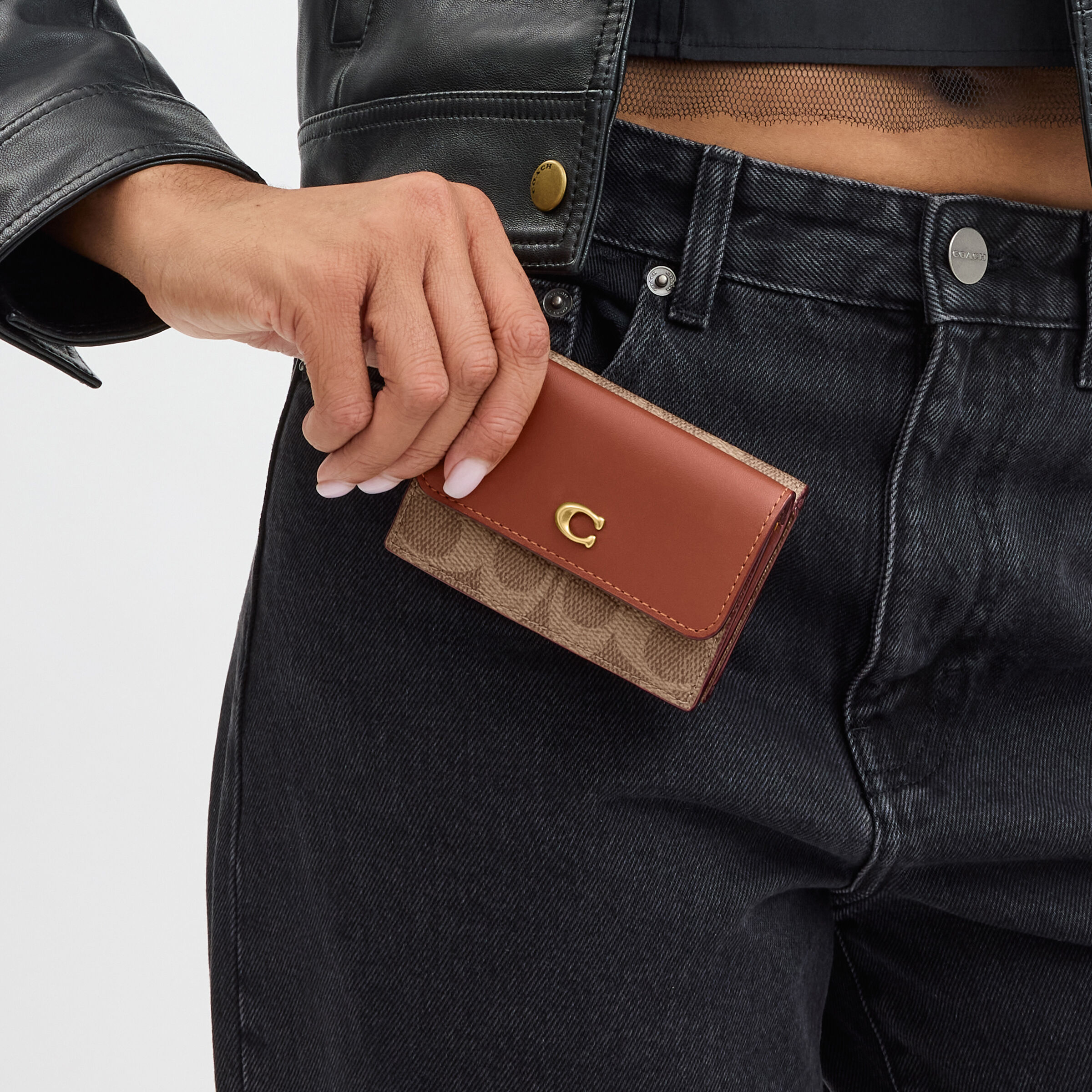 Buy COACH Mini Trifold Wallet In Signature Canvas Light/Pastel