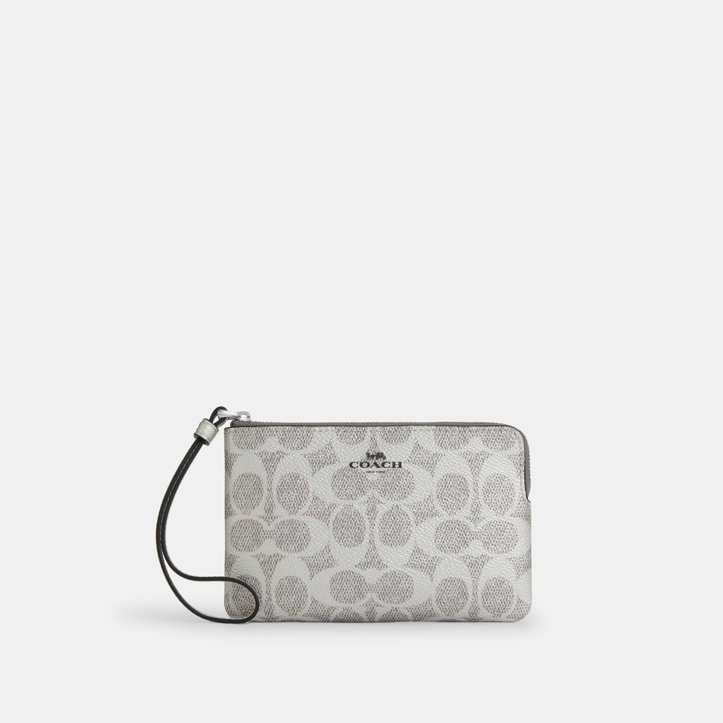 Buy COACH Corner Zip Wristlet In Signature Canvas GREY Online in UAE
