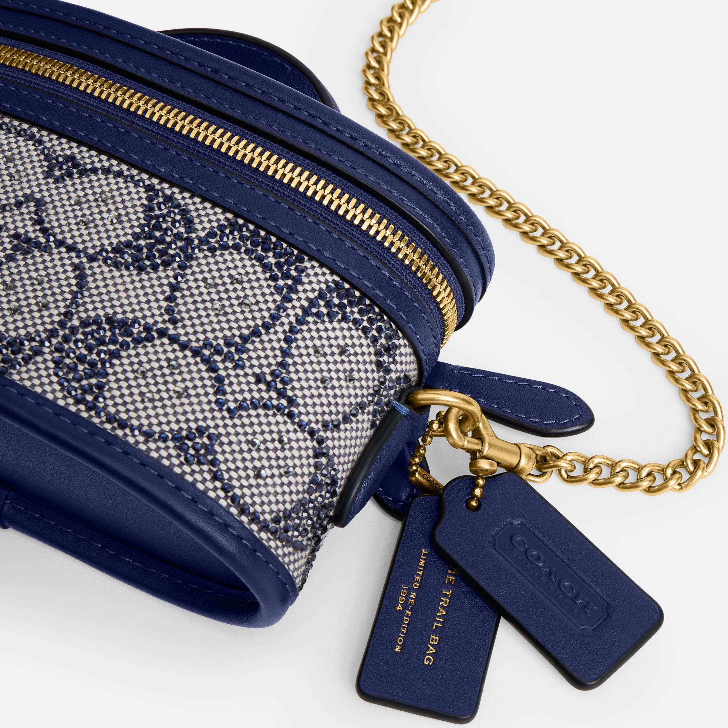 Buy COACH Crystal Signature Jacquard Trail Bag 15 Blue Online in UAE