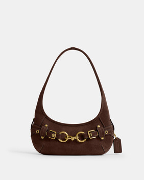 Belted Ergo Shoulder Bag 26 In Suede