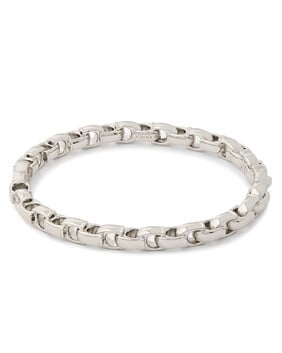 Signature Chain Hinged Bangle, Plated Brass & Cubic Zirconia