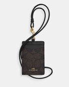 حافظة بطاقة هوية بحمالة قماش قنب بنقشة شعار الماركة