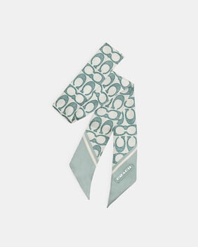 Vintage Signature Print Silk Skinny Scarf