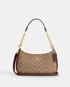 حقيبة كتف تيري قماش قنب بشعار الماركة