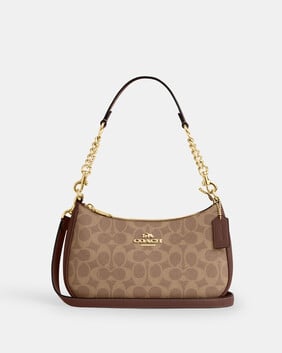 حقيبة كتف تيري قماش قنب بشعار الماركة