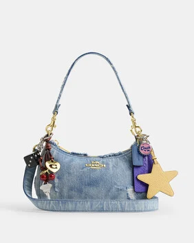 Teri Shoulder Bag In Loved Denim With Charms
