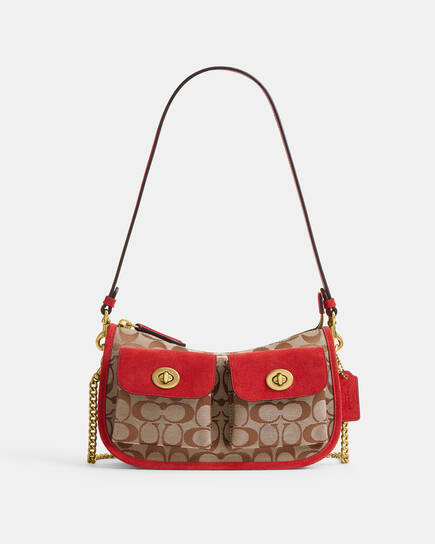 COACH Originals Twin Turnlock Small Waxed Leather Shoulder Bag 20 