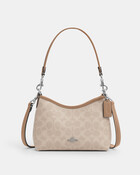 حقيبة كتف لوريل صغيرة قماش قنب مغلف بشعار الماركة