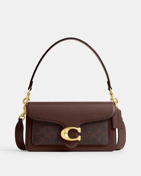 حقيبة كتف تابي 26 قماش قنب بنقشة شعار الماركة