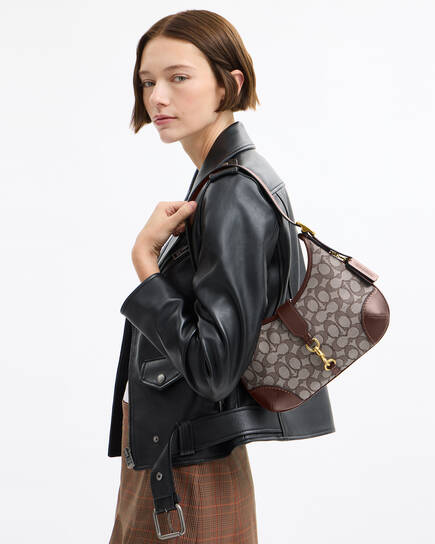 Buy COACH Hamptons Hobo Bag In Signature Jacquard DARK BROWN 