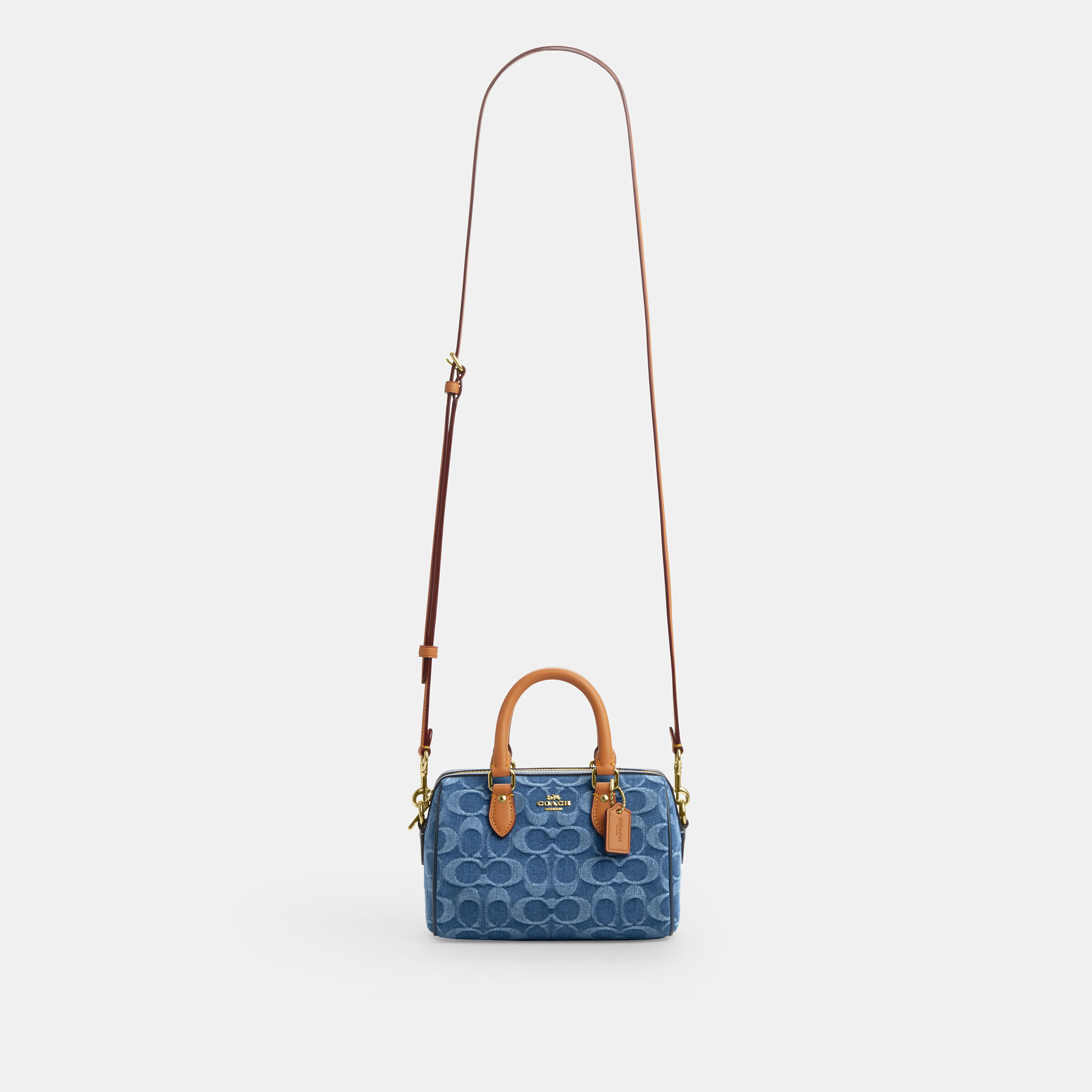 Buy COACH Mini Rowan Crossbody Bag In Signature Denim Blue Online
