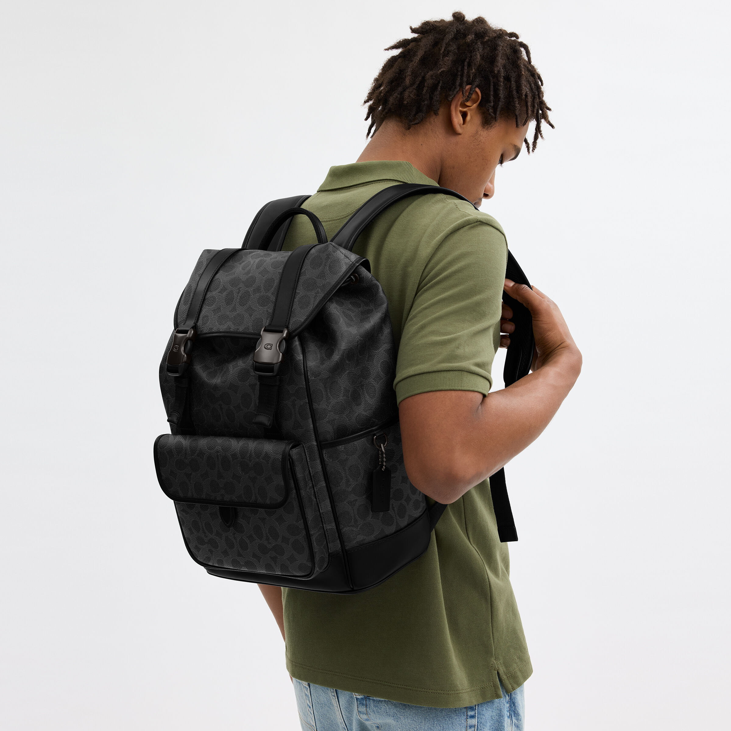 Buy COACH League Flap Backpack In Signature Canvas Black Online in UAE