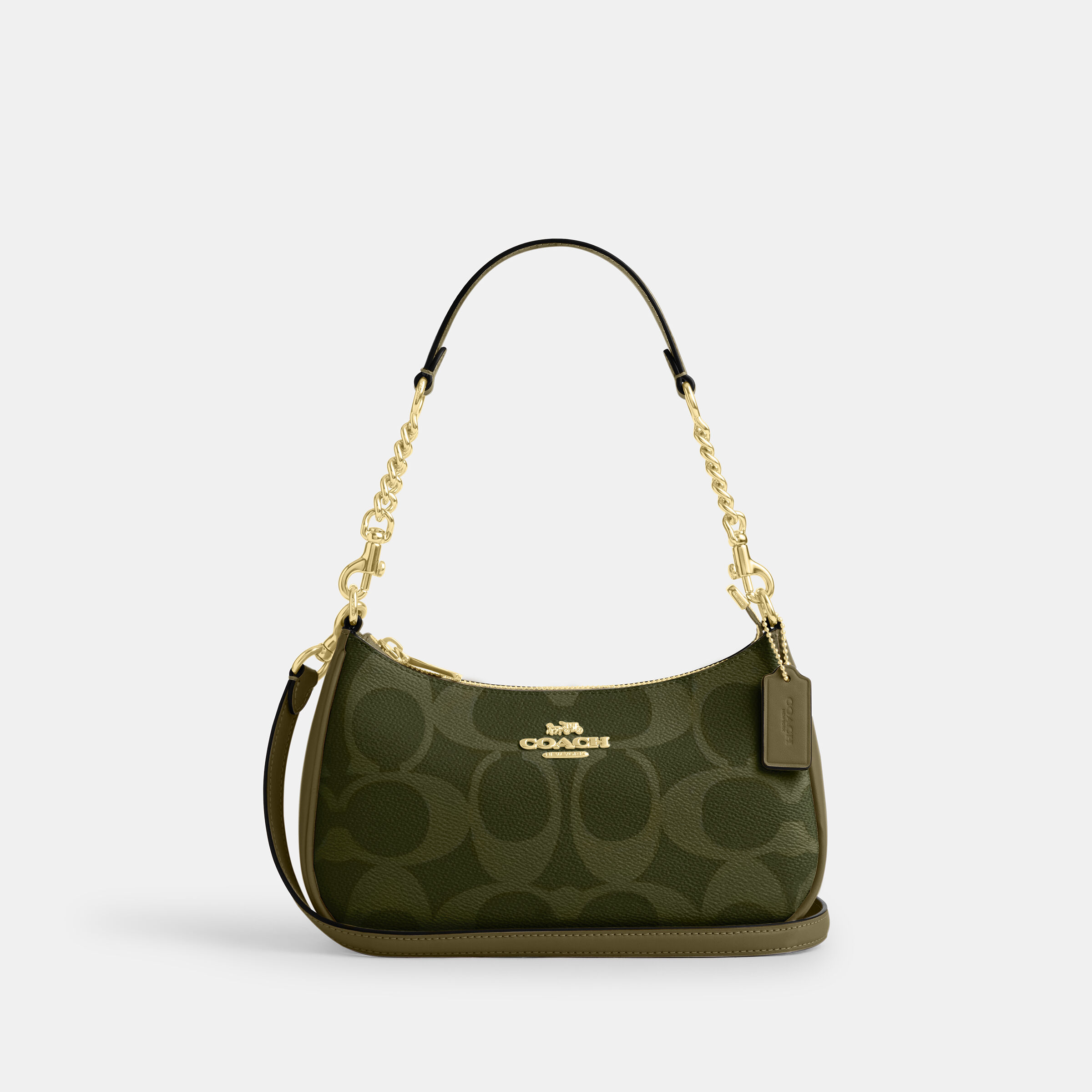 Buy COACH Teri Shoulder Bag In Signature Canvas Green Online in Kuwait