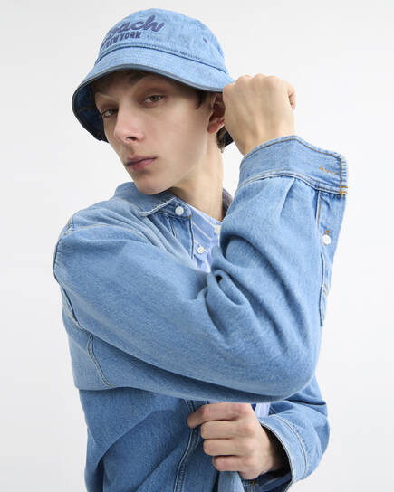 Buy COACH Coach Embroidered Denim Bucket Hat Blue Online in Kuwait