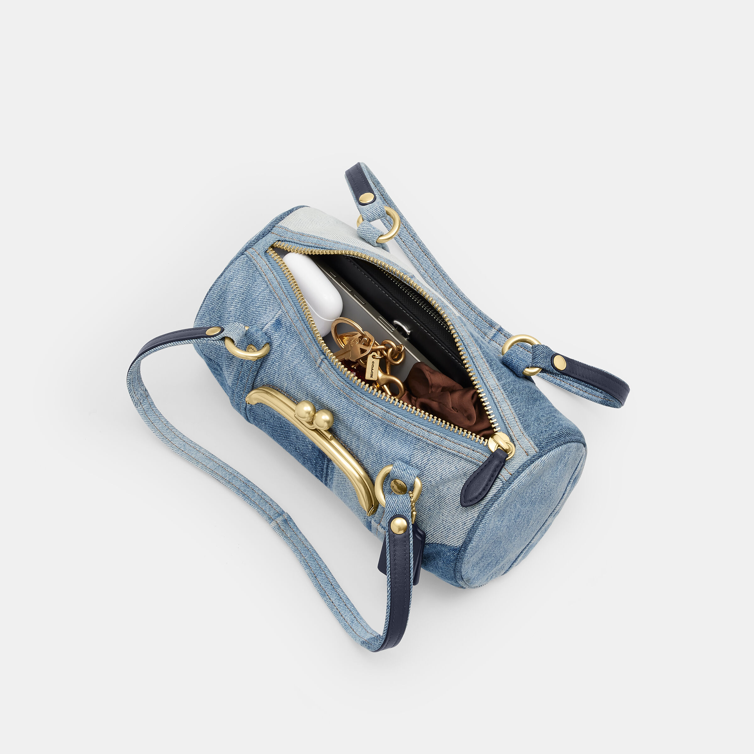 Buy COACH The Coach Originals Upcycled Denim Kisslock Barrel Bag