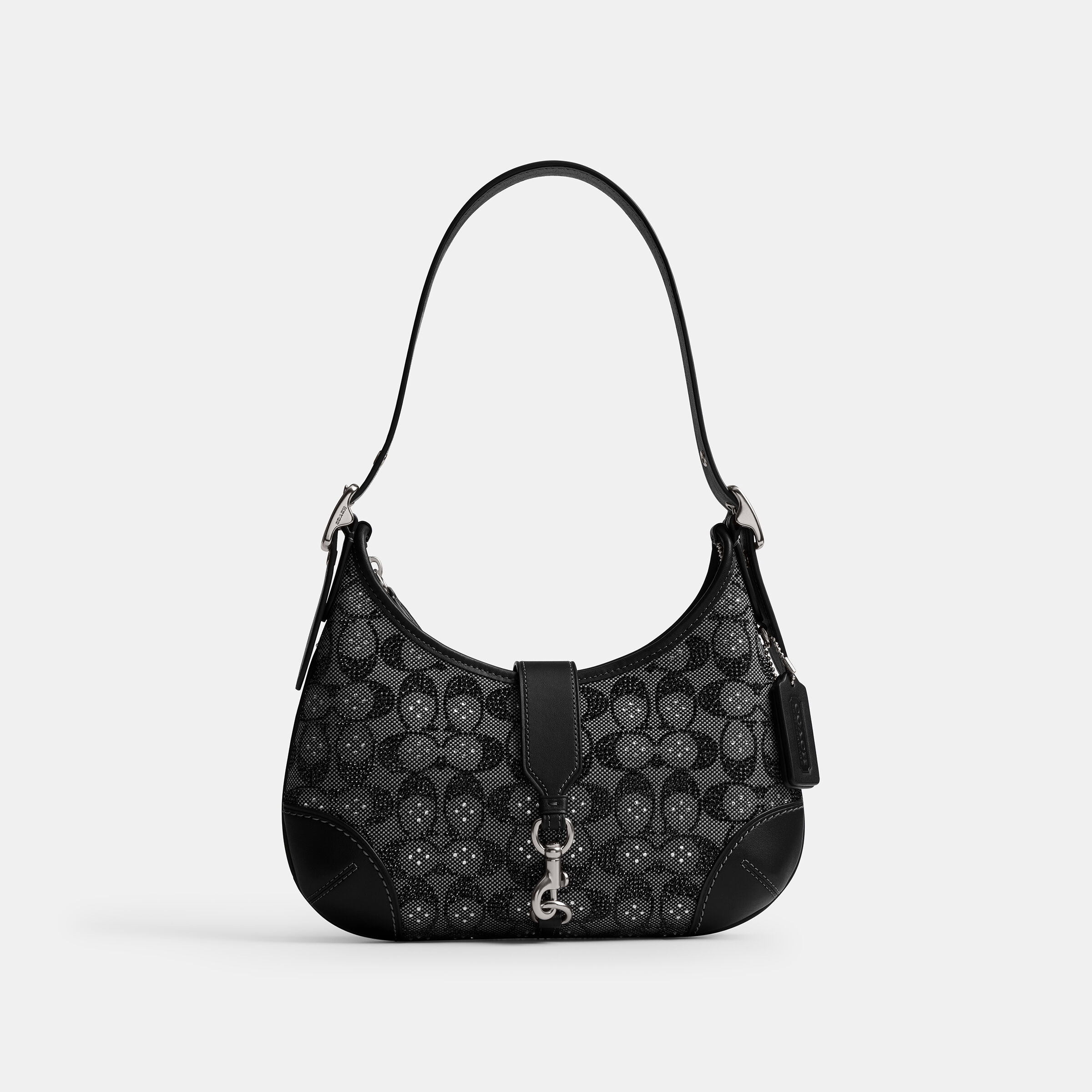 Buy COACH Hamptons Hobo Bag In Crystal Signature Jacquard Black