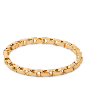 Signature Chain Hinged Bangle, Plated Brass & Cubic Zirconia