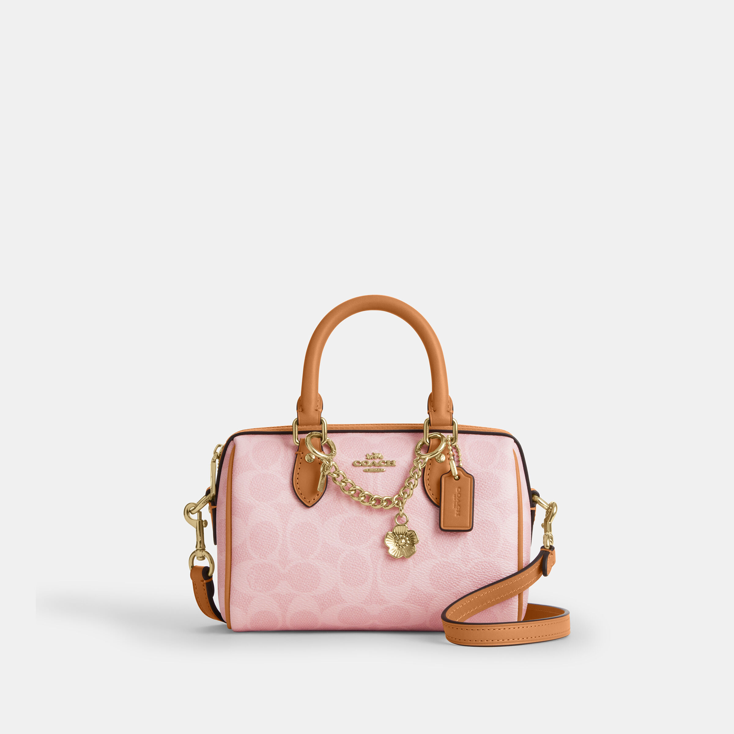 バッグ COACH mini signature shoulder bag pink Buy COACH Mini Rowan Crossbody Bag In Signature Canvas With Charms
