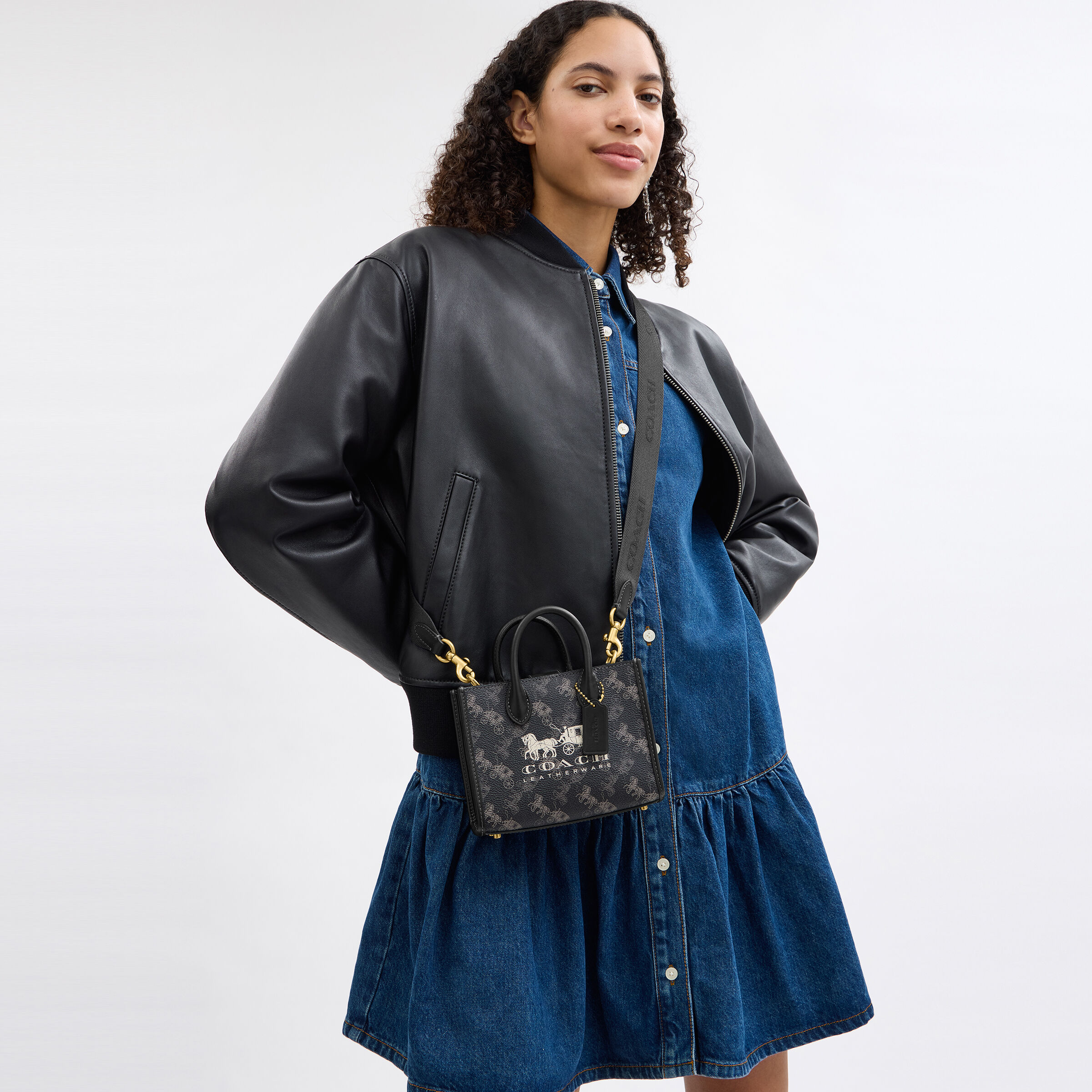 Buy COACH Ace Tote Bag 17 With Horse And Carriage Print Black