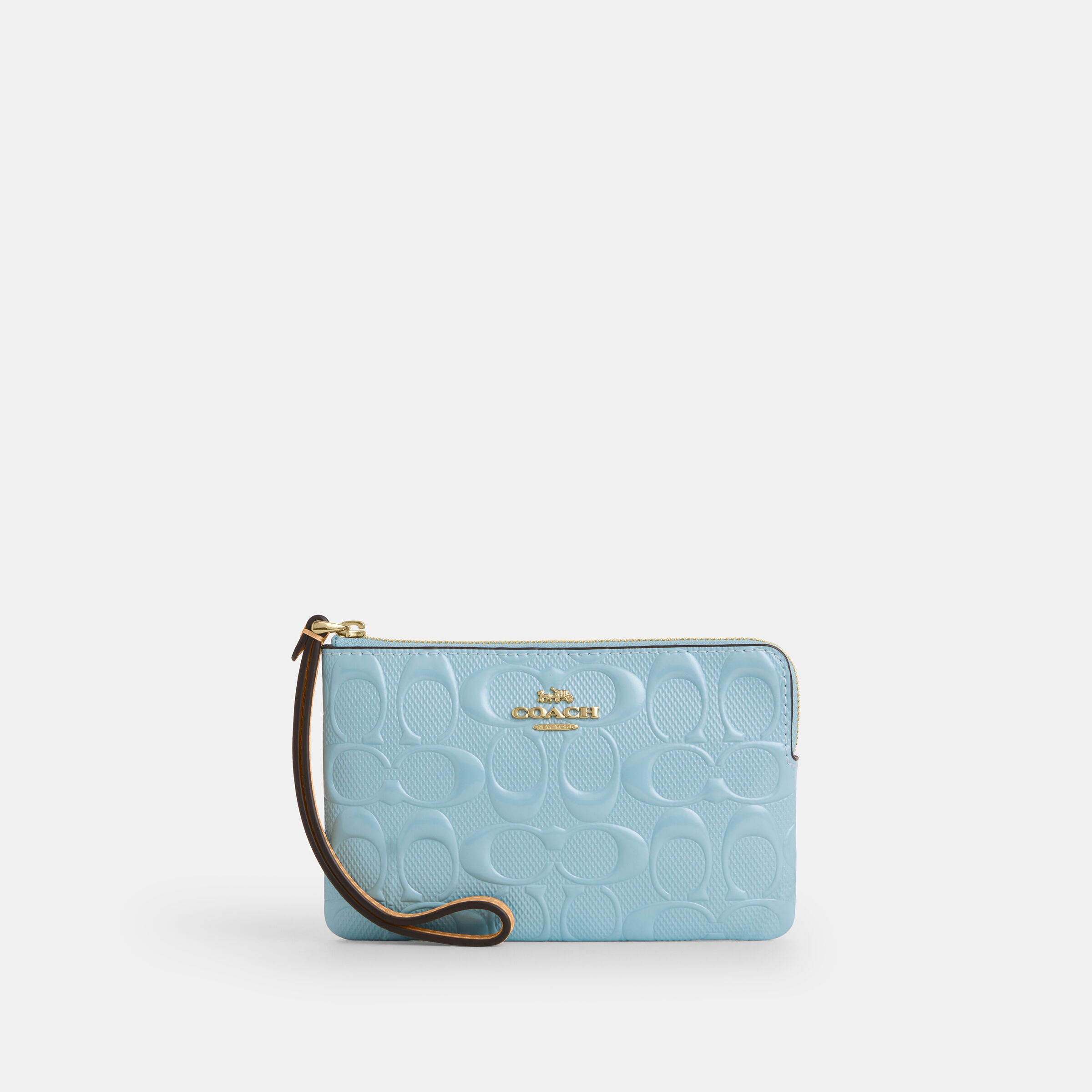 Buy COACH Corner Zip Wristlet In Signature Leather With Charm