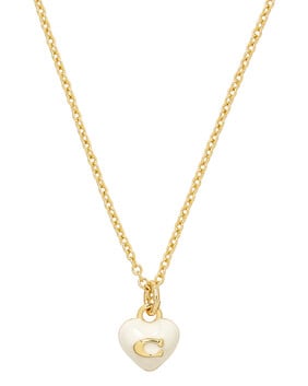 Enamel C Heart Short Pendant Necklace