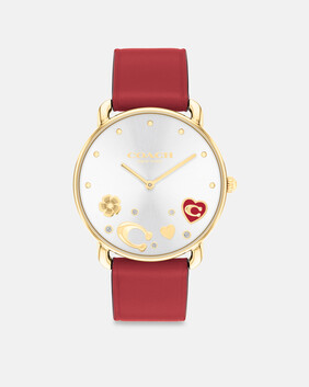 Elliot 36 Mm Gp Case Slvr Whte Dial & Red Lthr Strp