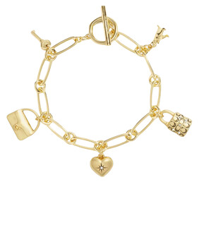 Iconic Charm Chain Bracelet, Plated Brass & Glass, Cubic Zirconia