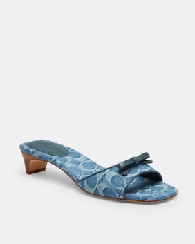 Bow Signature Denim Kitten Heel