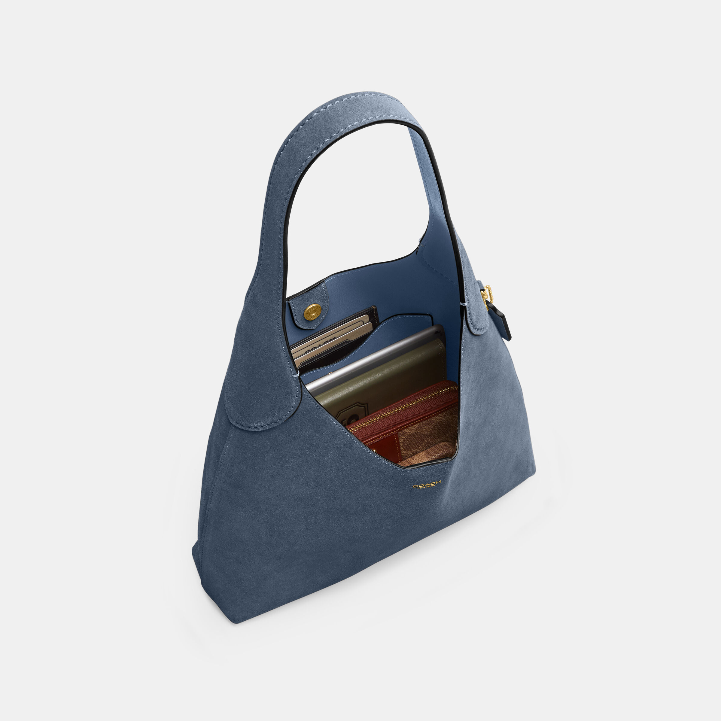 Buy COACH Suede Brooklyn Shoulder Bag 28 Light/Pastel Blue Online
