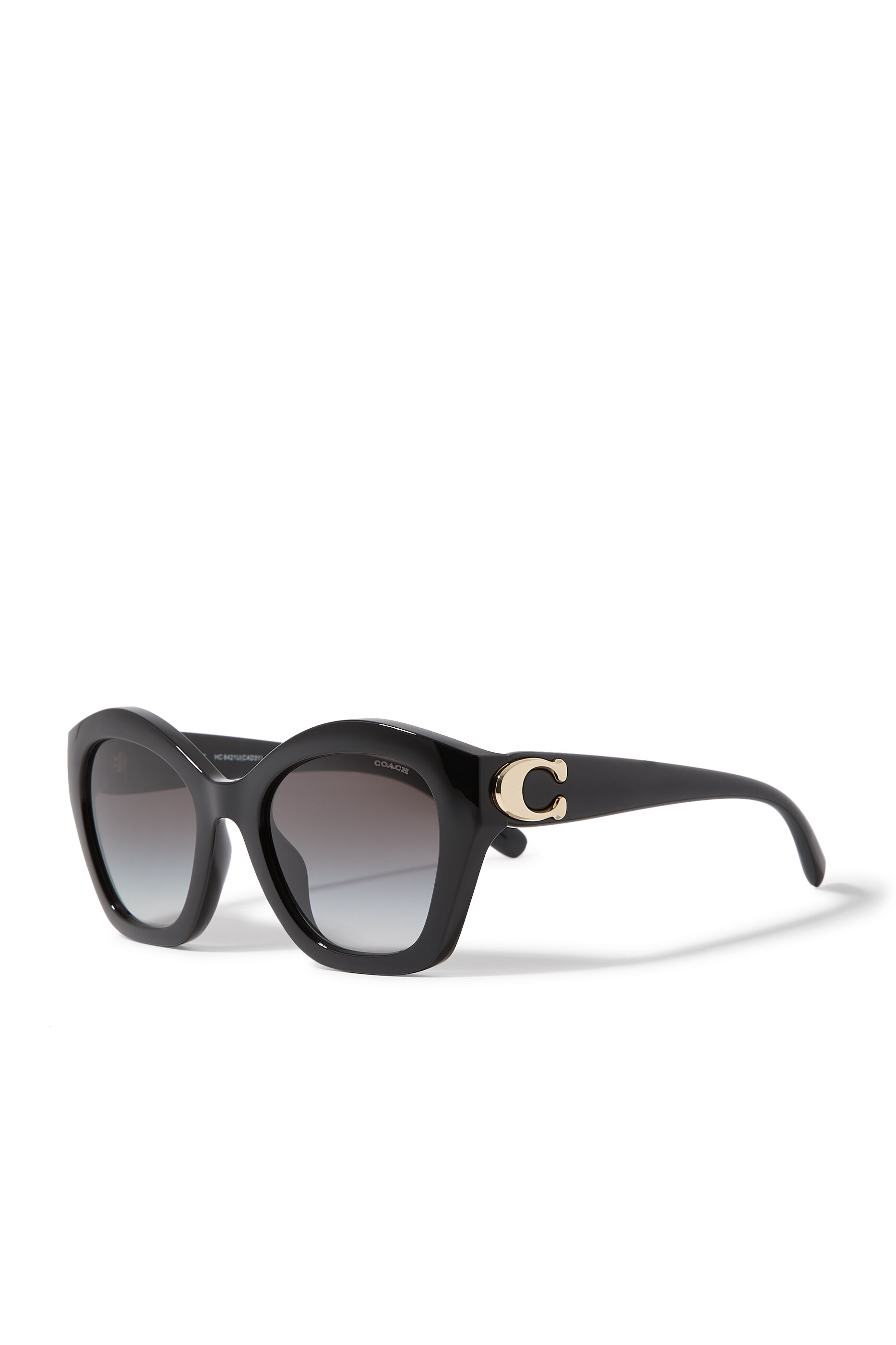 Buy COACH Full Fit Maxi Sculpted C Square Cat Eye Sunglasses Black