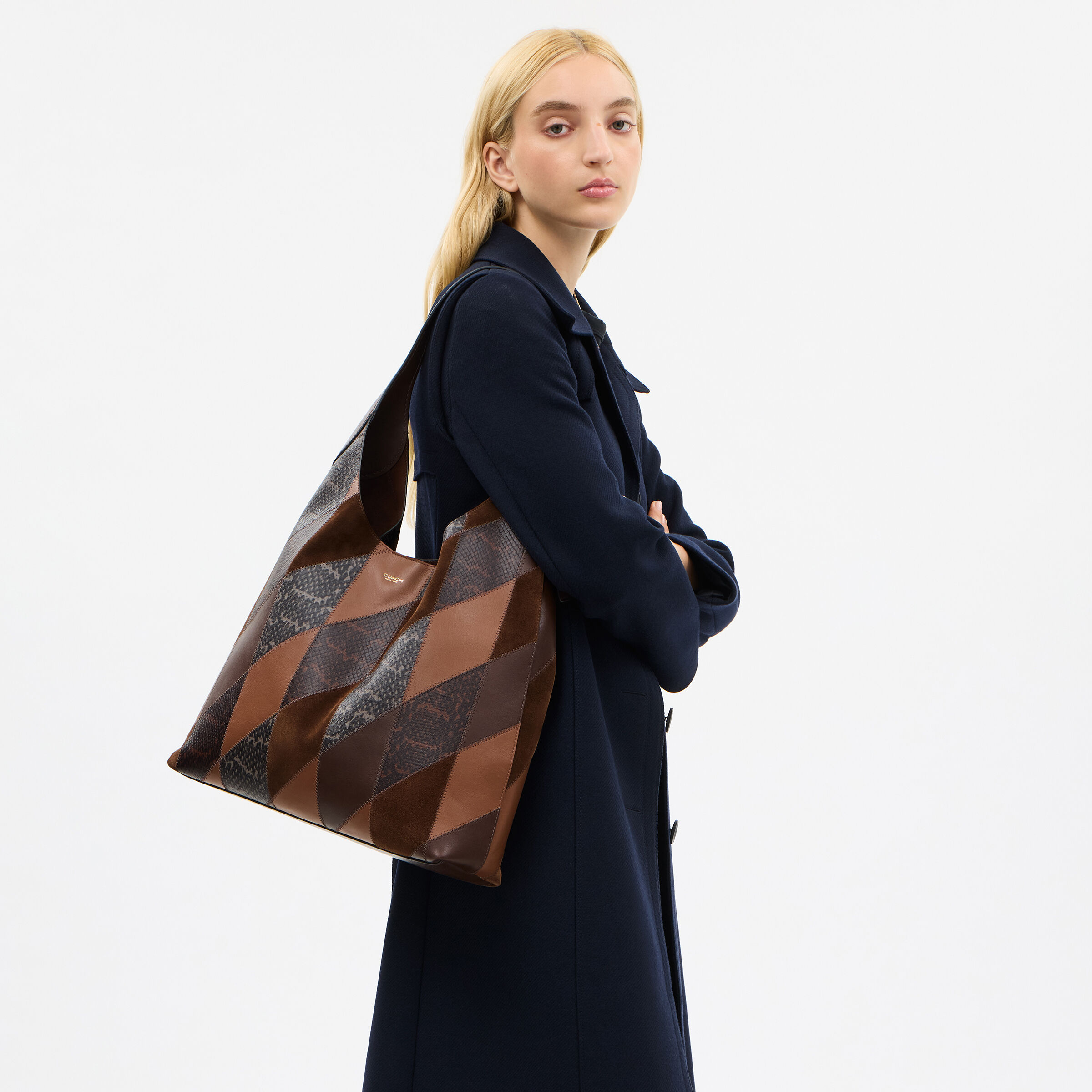 Buy COACH Brooklyn Shoulder Bag 39 With Snakeskin Patchwork DARK