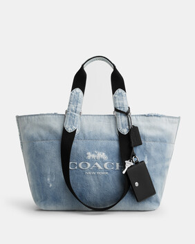 Small Tour Tote Bag In Faded Denim With Charms