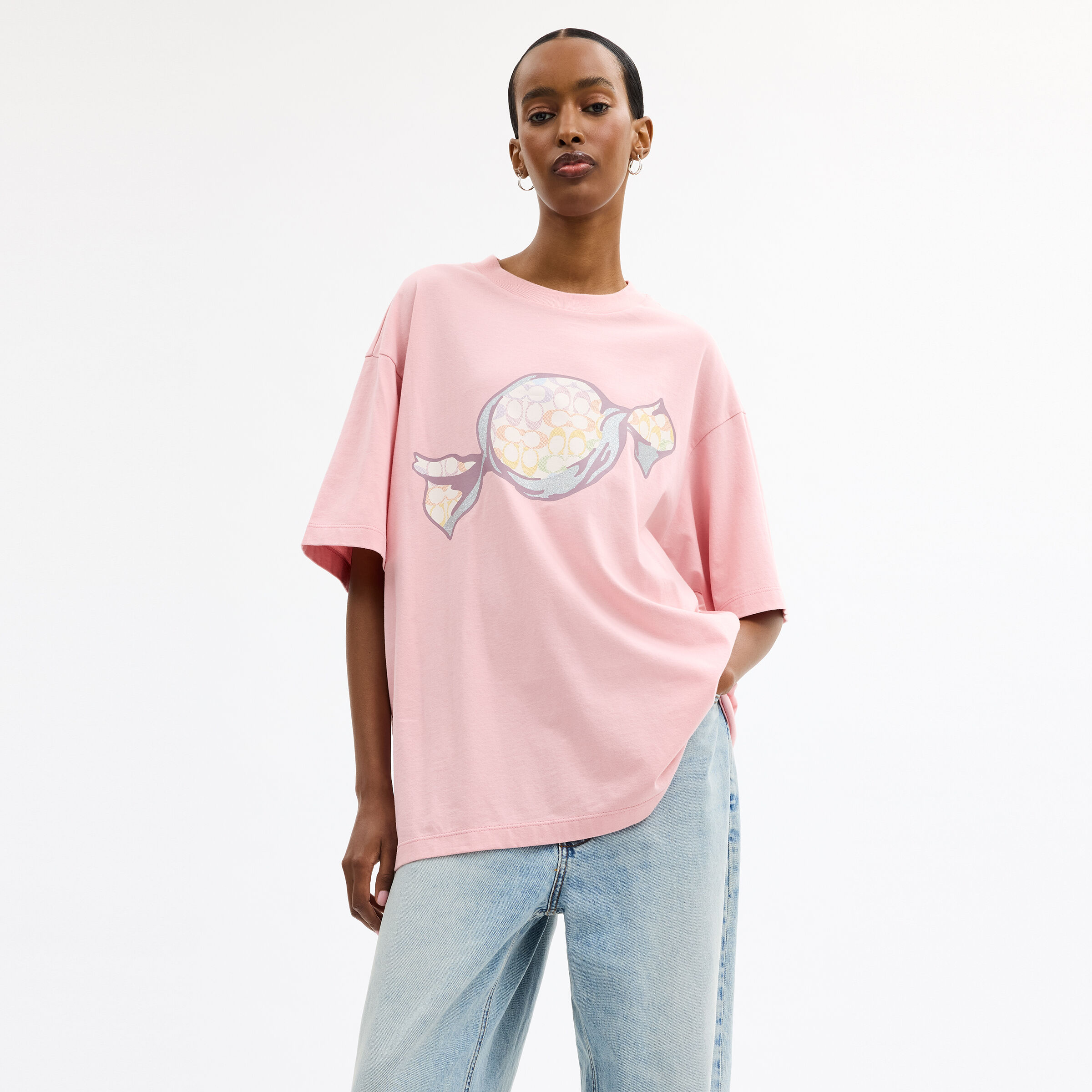 Buy COACH Coach Candy Relaxed T Shirt Pink Online in Kuwait