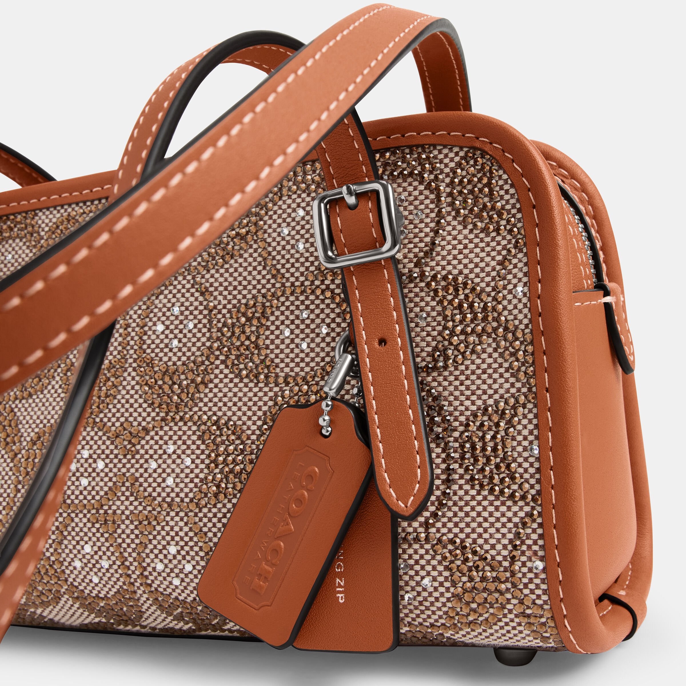 Buy COACH Swing Zip Bag 20 In Crystal Signature Jacquard Brown