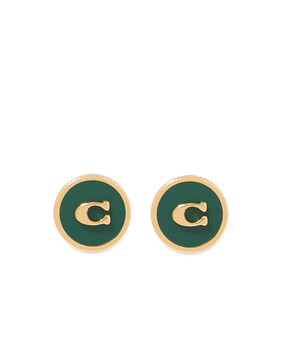 Logo Mother Of Pearl Stud Earrings, Enamel