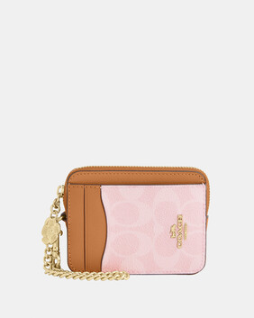 Zip Card Case In Signature Canvas With Charm