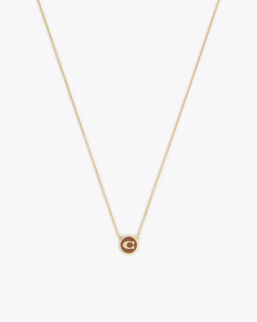 Signature C Enamel Coin Pendant Necklace