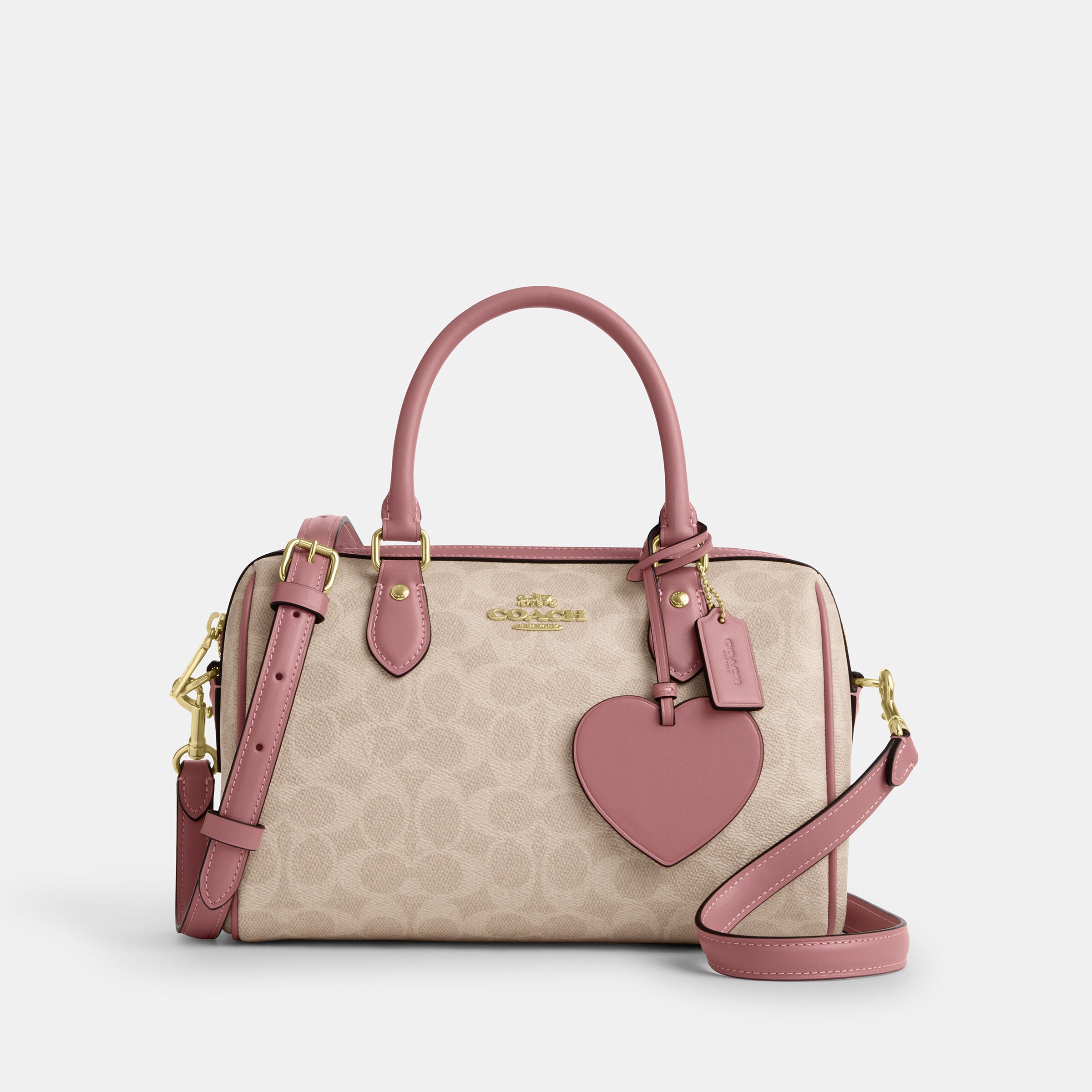 Buy COACH Rowan Satchel Bag In Signature Canvas With Heart Charm