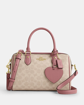 Rowan Satchel Bag In Signature Canvas With Heart Charm