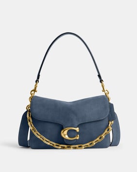 Suede Chain Tabby Shoulder Bag With Chain