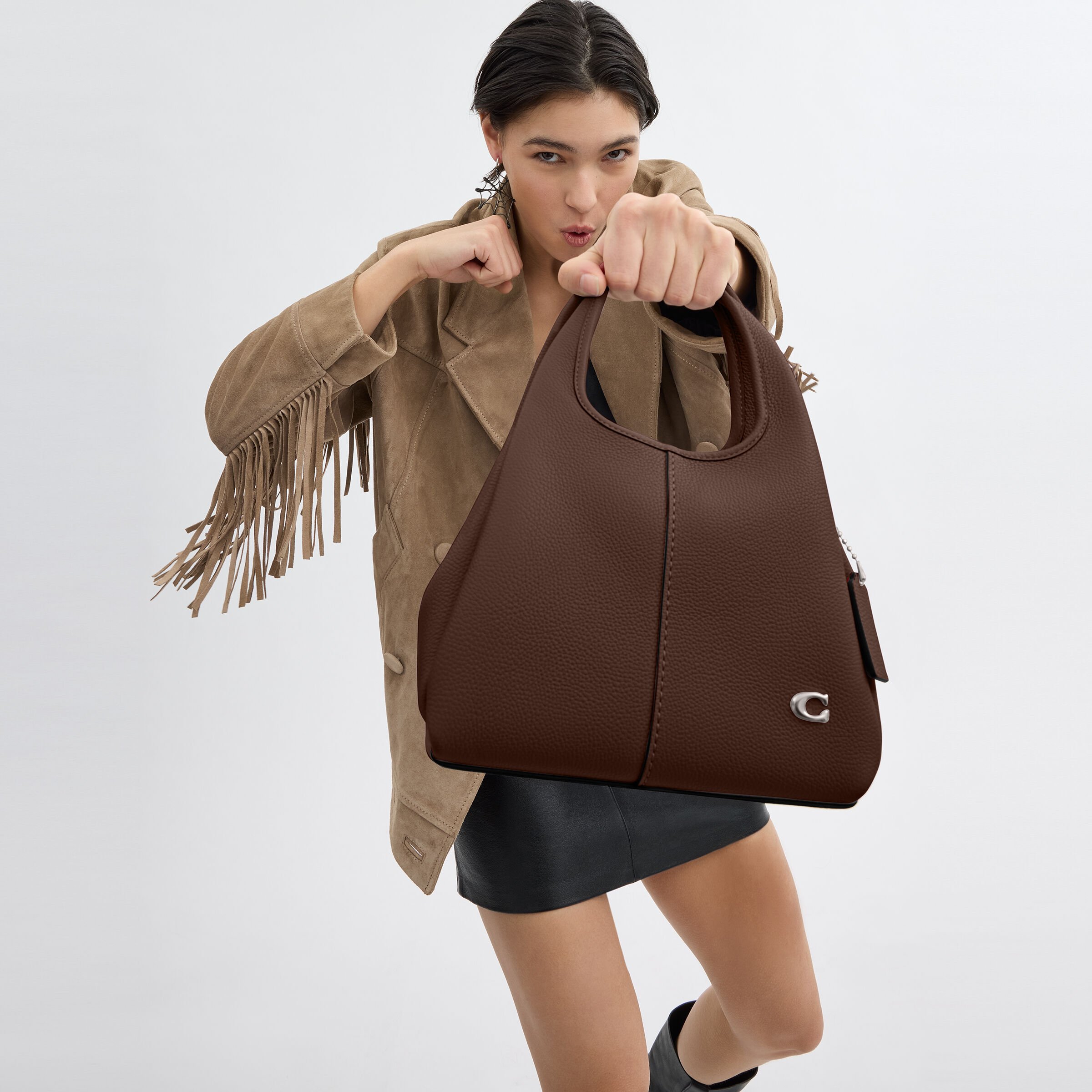 トートバッグ Coach Lana Shoulder Bag - Coach - Leather - Brown COACH Lana Pebbled Leather Hobo Tote Bag | Dillard's