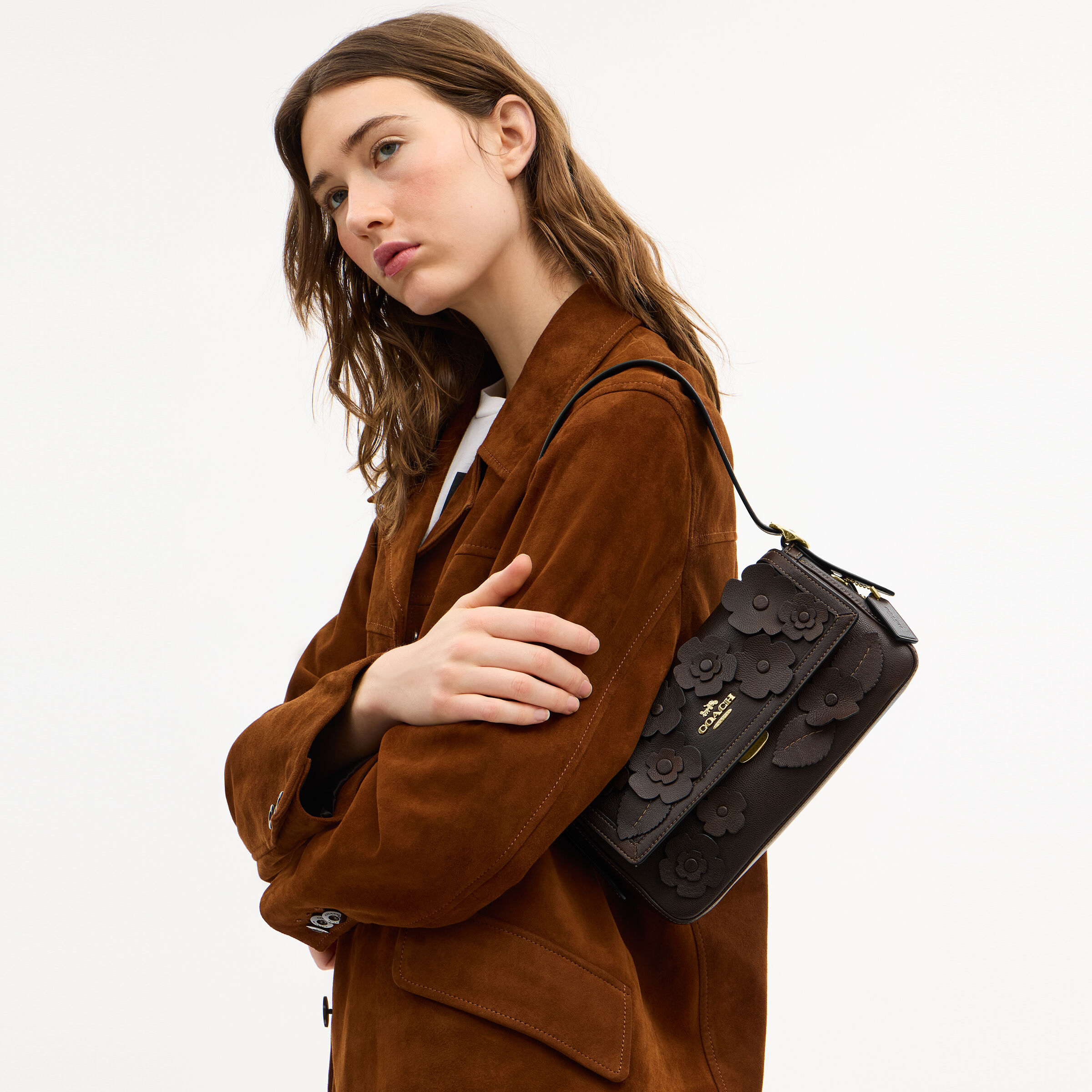 Buy COACH Etta Small Flap Shoulder Bag In Floral Applique DARK